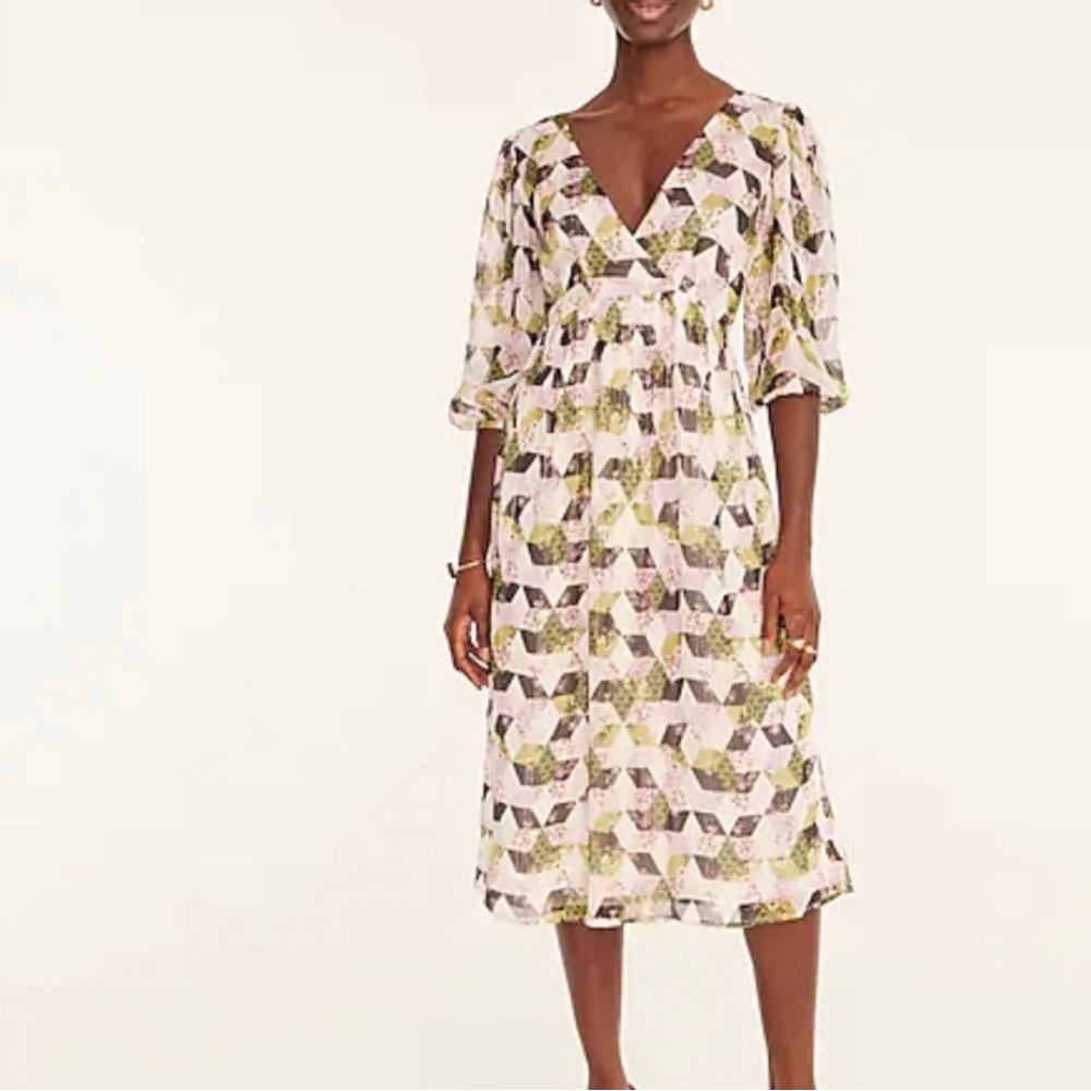 J. Crew Lurex® chiffon‎ midi dress in patchwork print 8